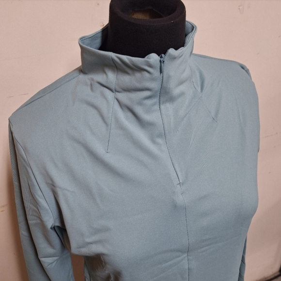 NEW! Shadow Sport Fitted Mock-Neck Zip Front Athletic Jacket, Light Blue - Picture 9 of 9